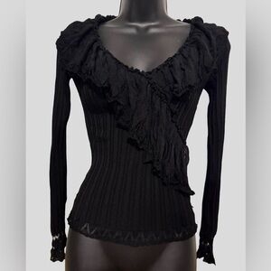 WOW Couture Black Ruffled Blouse